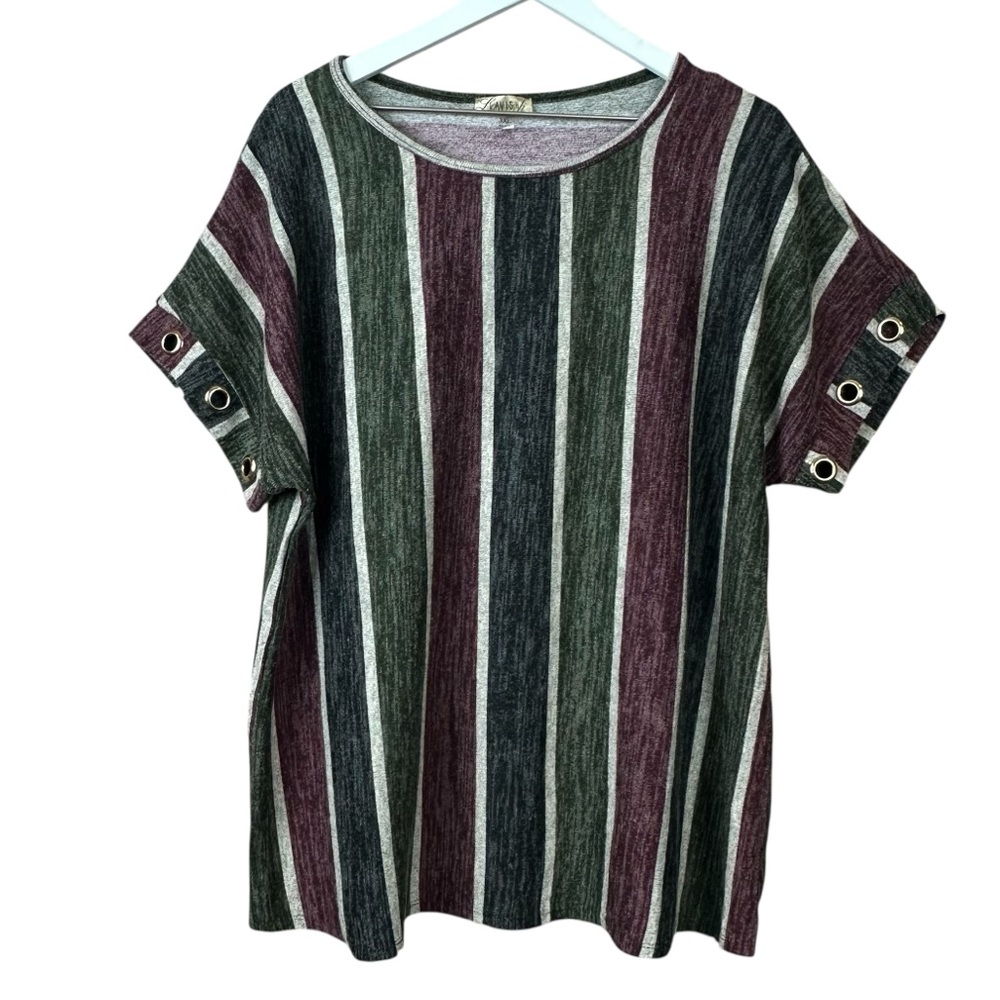 Lavish Striped Top Women Plus Sz 3XL